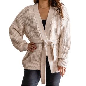 OAT New York | Vintage Cotton Belted Cardigan | Oatmeal | Large